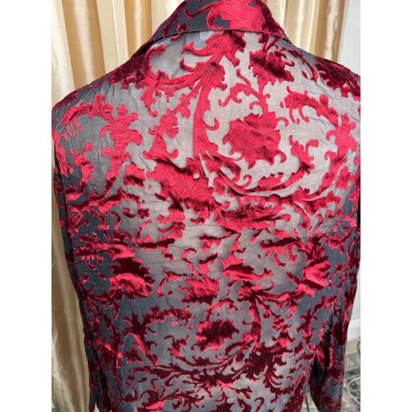 VTG Chicos Silk Velvet Burnout Top Blouse Tunic Sheer Lg Whimsigoth grunge Y2K - Picture 10 of 16